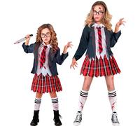W WIDMANN MILANO Party Fashion - Costume enfant zombie écolière, tenue d'Halloween avec jupe, chemisier, veste, cravate