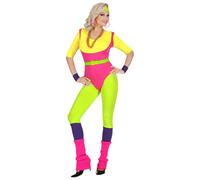 W WIDMANN MILANO Party Fashion - Costume entraîneuse d'aérobic des années 80, sportive, néon, tenue kitsch