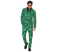 W WIDMANN MILANO Party Fashion - Costume Ganja Style, costume feuilles de chanvre, cannabis, marijuana, tenue de festival, déguisements de carnaval