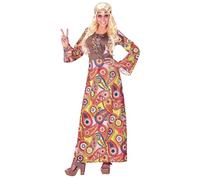 Widmann Déguisement 06543 Robe Longue Hippie Flower Power Femme Taille L Multicolore