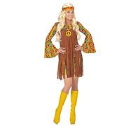 W WIDMANN MILANO Party Fashion - Costume Hippie Girl, robe avec gilet, bandeau, chaîne avec signe de paix, Carnaval, Fête à thème