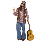 Widmann - Déguisement homme Hippie psychédélique - Chemise, gilet, pantalon, bandeau, collier - M