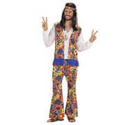 W WIDMANN MILANO Party Fashion - Costume Hippie Man, chemise avec gilet, pantalon, foulard, chaîne avec médaillon, Carnaval, Fête à thème