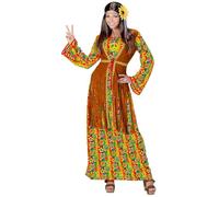 Widmann Costume hippie Flower Power - Robe longue à franges Femme Taille XL Multicolore