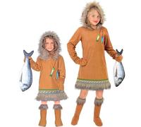 W WIDMANN MILANO Party Fashion - Costume Inuit pour enfants 3 pièces, robe à capuche, gants et couvre-bottes pour carnaval