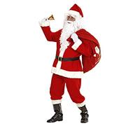 W WIDMANN MILANO Party Fashion - Costume Père Noël, casaque, pantalon, ceinture, chapeau, couvre-bottes, perruque, barbe avec moustache, sourcils, Saint-Nicolas, Noël, Carnaval, Fête à thème