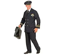 W WIDMANN MILANO Party Fashion - Costume Pilote, Veste, Pantalon, Chapeau, Uniforme, Compagnie aérienne, Carnaval, Fête à thème, Noir