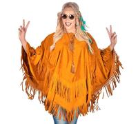 W WIDMANN MILANO Party Fashion - Costume Poncho aspect daim, déguisements de carnaval pour adultes, hippie, reggae, western, cowboy
