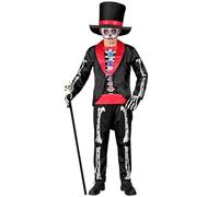 W WIDMANN MILANO Party Fashion - Costume pour enfants Dia de los Muertos, ensemble avec masque, frac, pantalon et chapeau pour Halloween
