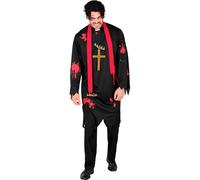 W WIDMANN MILANO Party Fashion - Costume prêtre zombie, robe, écharpe, croix, déguisement effrayant pour Halloween