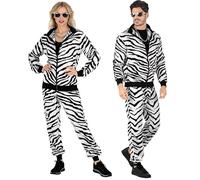 W WIDMANN MILANO Party Fashion - Costume survêtement, motif animal, imprimé animal, tenue des années 80, survêtement, tenue Bad Taste, déguisements de carnaval