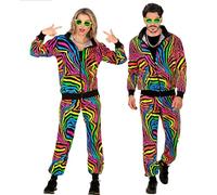 W WIDMANN MILANO Party Fashion - Costume survêtement, motif animal tigre, néon, imprimé animal, tenue des années 80, survêtement, tenue Bad Taste, déguisements de carnaval
