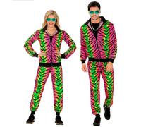 W WIDMANN MILANO Party Fashion - Costume survêtement, motif animal tigre, néon, imprimé animal, tenue des années 80, survêtement, tenue Bad Taste, déguisements de carnaval