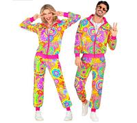 W WIDMANN MILANO Party Fashion - Costume Survêtement, Peace & Love Hippie, Néon, Flower Power, Tenue des années 80, Jogging, Tenue Bad Taste, Costumes de carnaval