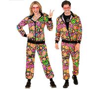 W WIDMANN MILANO Party Fashion - Costume Survêtement, Peace & Love Hippie, Néon, Flower Power, Tenue des années 80, Jogging, Tenue Bad Taste, Costumes de carnaval