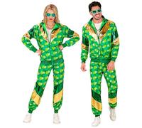 W WIDMANN MILANO Party Fashion - Costume survêtement St. Patrick's Day, vert avec des trèfles, Irlande, Irish, jour de fête, tenue des années 80, jogging