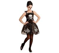 W WIDMANN MILANO Party Fashion - Costume tutu noir Skullerina avec tête de mort, ballerine squelette pour filles, Halloween, carnaval