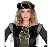 Tambourin médiéval - coiffe moyen-age - noir - instrument de musique