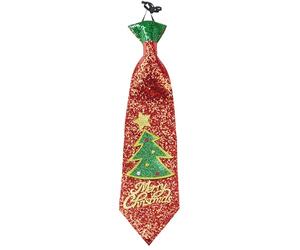 W WIDMANN MILANO Party Fashion - Cravate pailletée « Merry Christmas » | Avec élastique, accessoire festif de Noël, accessoire de déguisement pour Noël, le carnaval et les soirées à thème
