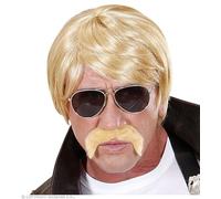 W WIDMANN MILANO Party Fashion - D7599 - Perruque Agent secret avec barbe & lunettes, blond, cheveux synthétiques, perruque cheveux courts