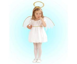 W WIDMANN MILANO Party Fashion - Déguisement d'ange pour Enfants, Robe élégante, Ailes majestueuses, auréole Scintillante, Confort en Polyester, Taille 104 cm, Entretien Facile, Polyvalent