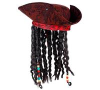 W WIDMANN MILANO Party Fashion distressed leather look PIRATE TRICORN WITH BANDANA & DREADLOCKS -