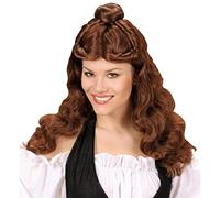 W WIDMANN MILANO Party Fashion E0729 - Perruque Western Lady, brune, cheveux artificiels, ondulés, perruque cheveux longs femme