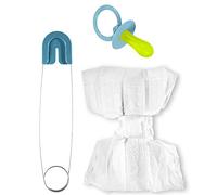 WIDMANN 82521 - Ensemble pour bébé avec Couche, épingle à nourrice, Sucette, pour Hommes Adultes, Baby Showers, cerf, Carnaval, Couleur Bleu