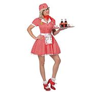 W WIDMANN MILANO Party Fashion - Ensemble costume serveuse années 50 | Avec robe, jupon, tablier, broche, foulard et coiffe pour le carnaval et les soirées à thème