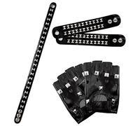 Widmann Set de Biker G – gants, bracelet, collier – simili cuir – blanc et noir