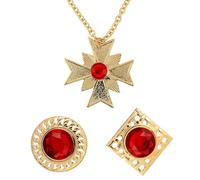 W WIDMANN MILANO Party Fashion - Ensemble d'accessoires de vampire | Avec collier médaillon et 2 bagues, bijoux de costume Dracula pour Halloween, le carnaval et les soirées à thème