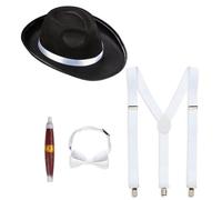Widmann Accessoires Gangster – chapeau, bretelles, nœud-papillon, cigare – Noir Enfant Naissance
