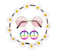 Widmann Set hippie – bandeau à fleurs, boucles d'oreilles et lunettes – Taille unique multicolore