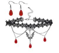 W WIDMANN MILANO Party Fashion - Ensemble de bijoux chauve-souris pour femmes, collier et boucles d'oreilles, accessoire de costume pour Halloween et carnaval