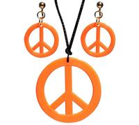 W WIDMANN MILANO Party Fashion - Ensemble de bijoux hippie, collier et boucles d'oreilles Peace, accessoire de costume années 70 pour le carnaval