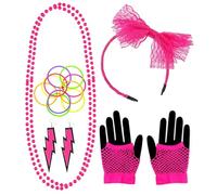 Widmann Set d'accessoires Party Fashion Années 80 - serre-tête, bijoux, gants Femme