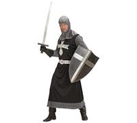 W WIDMANN MILANO Party Fashion - Ensemble de costume de chevalier | Tunique longue avec ceinture et capuche, style « Dark Crusader », Moyen Âge, carnaval et soirées