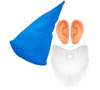 W WIDMANN MILANO Party Fashion - Ensemble de costume de nain, 3 pièces avec bonnet, barbe et oreilles, accessoire de costume pour carnaval