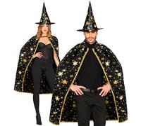 W WIDMANN MILANO Party Fashion - Ensemble de costume de sorcier, cape (85 cm) avec chapeau, tenue de magicien pour homme et femme pour le carnaval