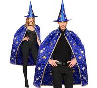 W WIDMANN MILANO Party Fashion - Ensemble de costume de sorcier, cape (85 cm) avec chapeau, tenue de magicien pour homme et femme pour le carnaval