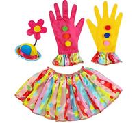 W WIDMANN MILANO Party Fashion - Ensemble de déguisement clown, mini chapeau, col et gants, cirque, carnaval, fête à thème, anniversaire