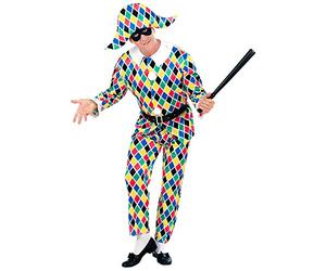 W WIDMANN MILANO Party Fashion - Ensemble de déguisement d'Arlequin | Costume de bouffon comprenant un gilet, un pantalon, une ceinture et un chapeau, pour le carnaval et les soirées à thème