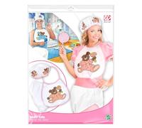 WIDMANN 66666 - Ensemble pour bébé avec Bonnet, Bavoir, Couche géante, pour Hommes Adultes, Baby Showers, Enterrement de Vie de garçon, Carnaval, Couleur Rose