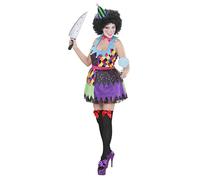 W WIDMANN MILANO Party Fashion Evil Clown Girl (Dress, Bow tie, Mini Hat) - (S)