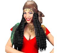 W WIDMANN MILANO Party Fashion - G0874 - Perruque diseuse de bonne aventure avec foulard à paillettes, Cheveux synthétiques, Perruque cheveux longs