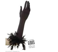 W WIDMANN MILANO Gants longs Party Fashion 1446F bordures plumes 40 cm Femme Taille unique Noir