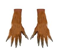 W WIDMANN MILANO Party Fashion, Gants Werewolf, Accessoire Déguisement Loup Garous, Idéal pour Halloween ou Fêtes Déguisées, 70% polyester, 30% latex, Marron, Taille Unique