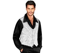 Déguisement Disco Boléro Sequin Argent Homme Gris