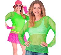W WIDMANN MILANO Party Fashion - Haut en résille pour femmes, t-shirt en résille, fluo pour festivals et carnaval