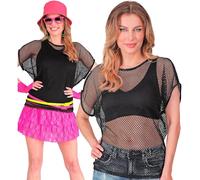W WIDMANN MILANO Party Fashion - Haut en résille pour femme, manches courtes en résille, T-shirt pour festival, carnaval